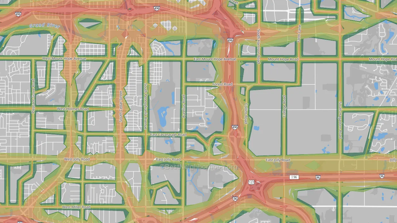 Forest View, Lansing, MI Map of Noise Levels in Forest View