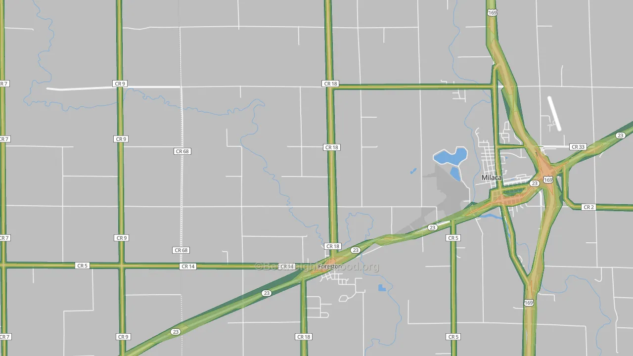 Foreston, MN Map of Noise Levels in Foreston