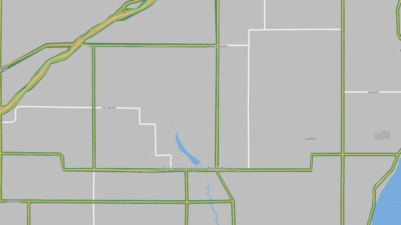 Forestville, WI Map of Noise Levels in Forestville