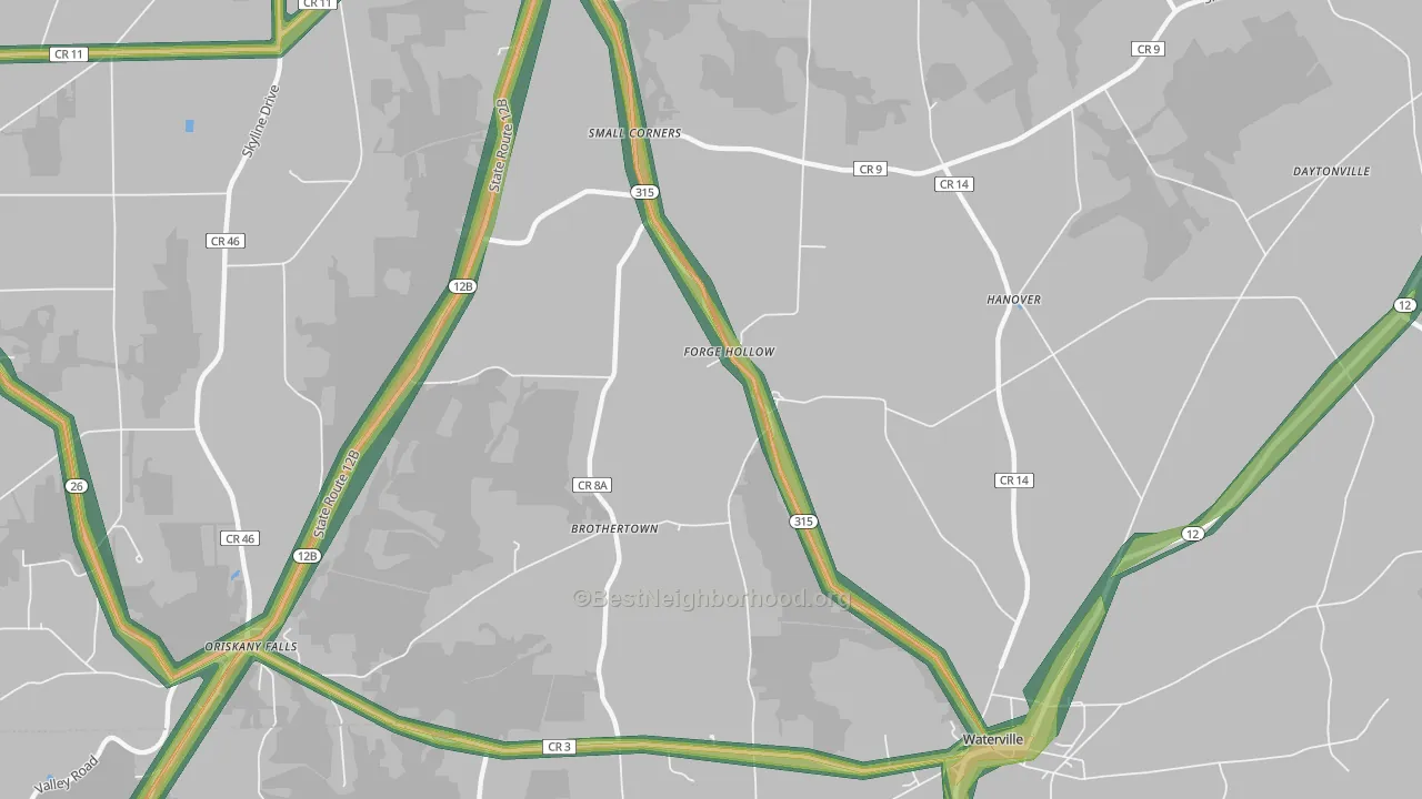 Forge Hollow, NY Map of Noise Levels in Forge Hollow
