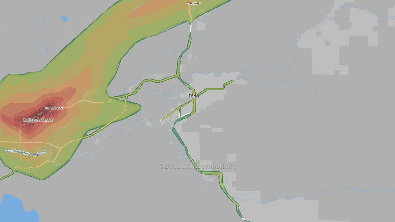 Forks, WA Map of Noise Levels in Forks