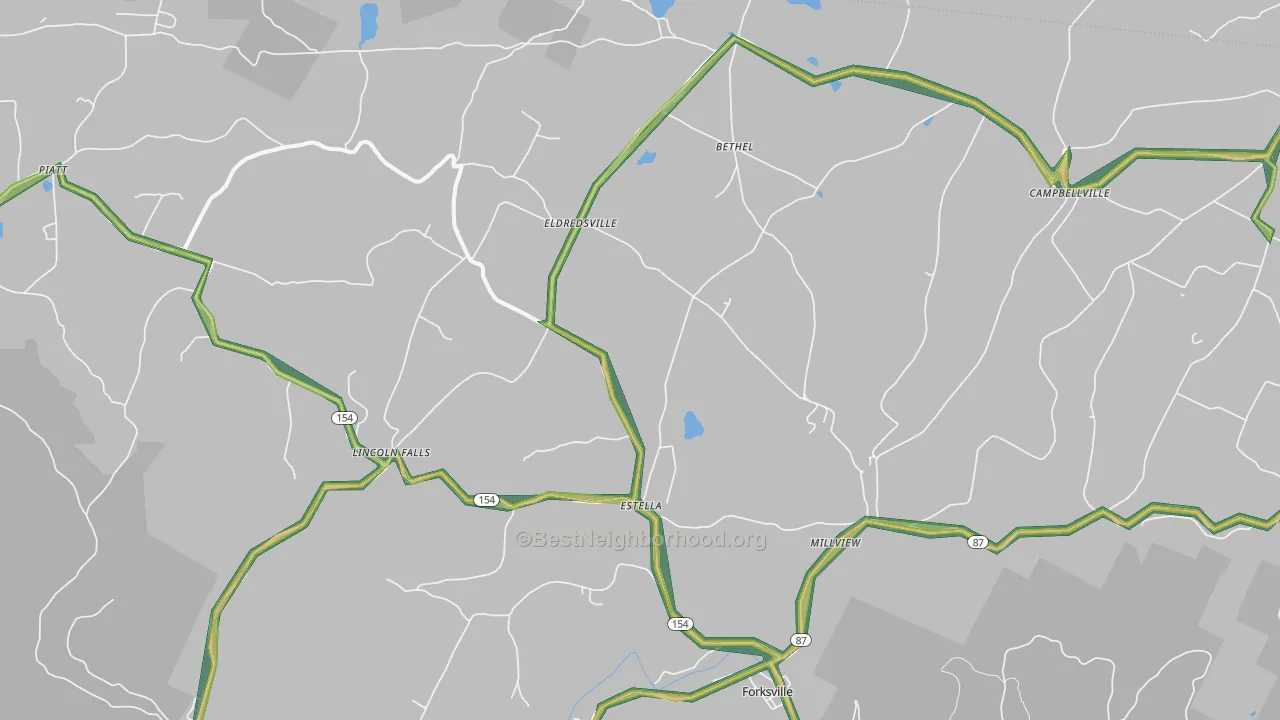 Forksville, PA Map of Noise Levels in Forksville