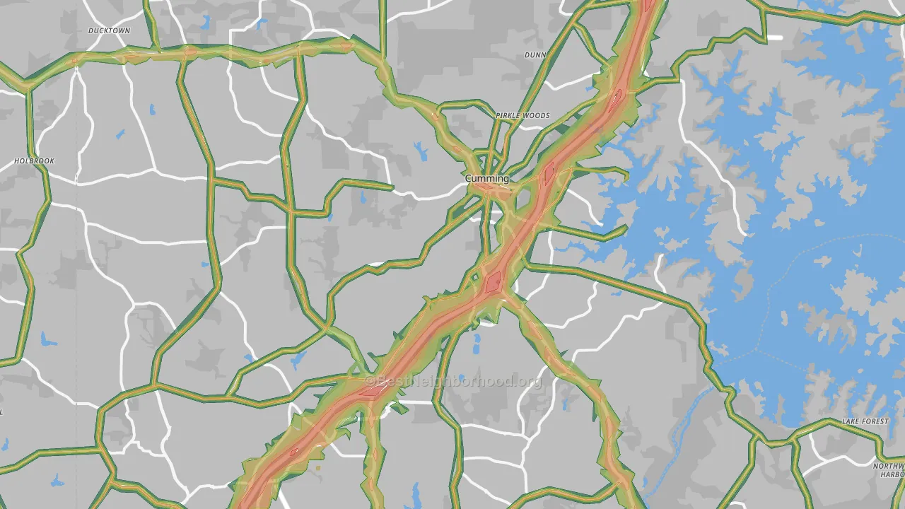 Forsyth County, GA Map of Noise Levels in Forsyth County