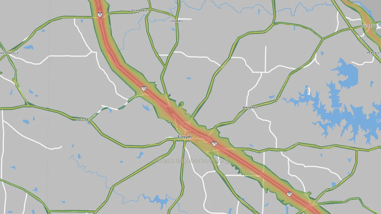 Forsyth, GA Map of Noise Levels in Forsyth