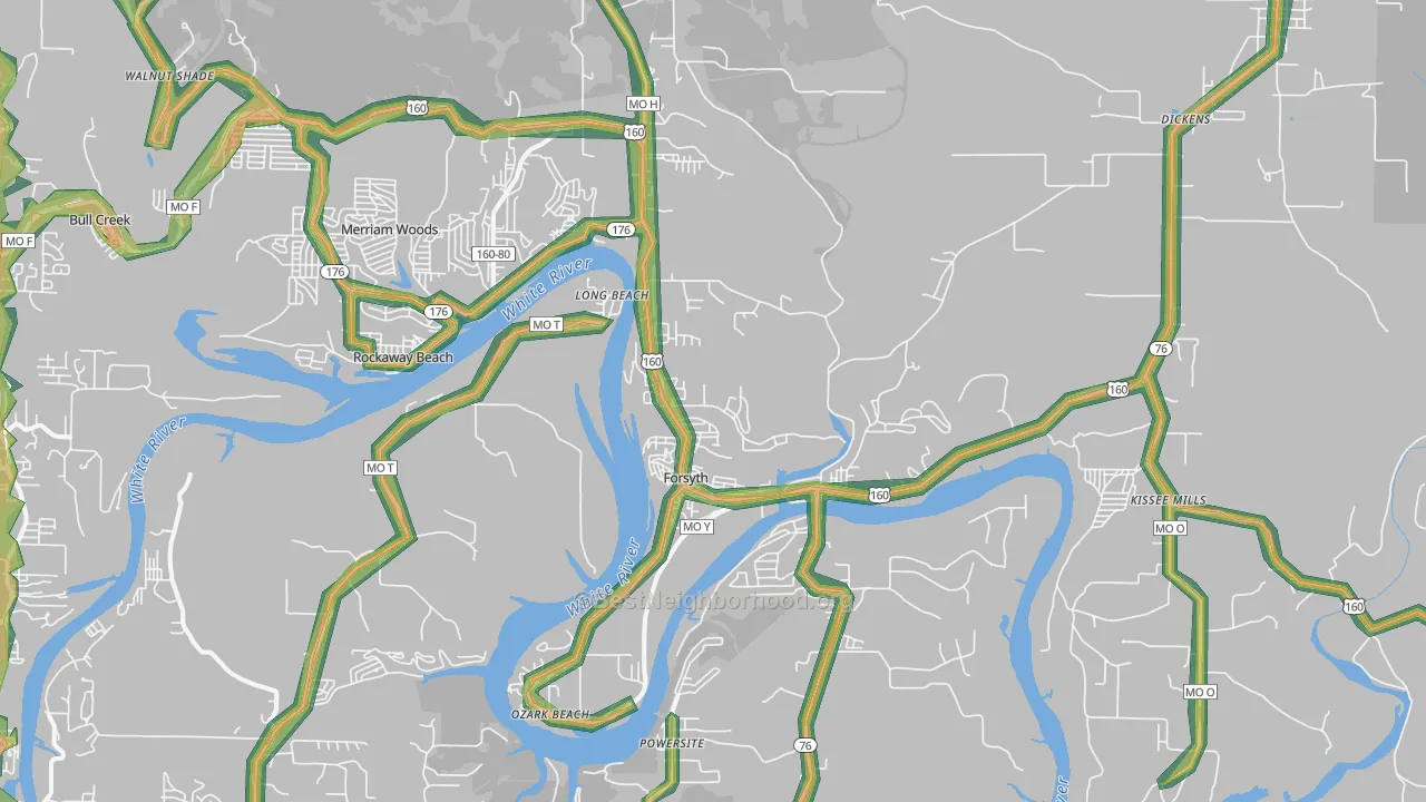 Forsyth, MO Map of Noise Levels in Forsyth