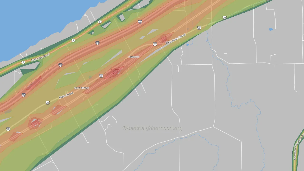 Forsyth, NY Map of Noise Levels in Forsyth