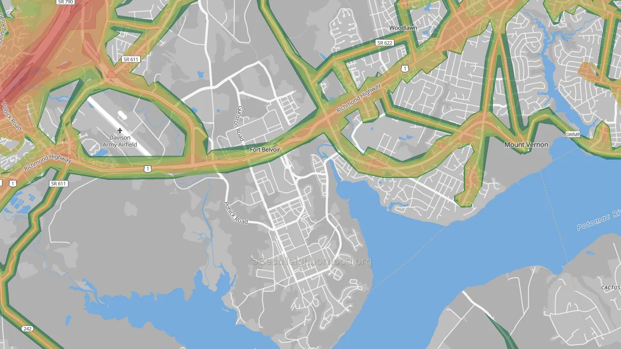 Fort Belvoir, VA Map of Noise Levels in Fort Belvoir