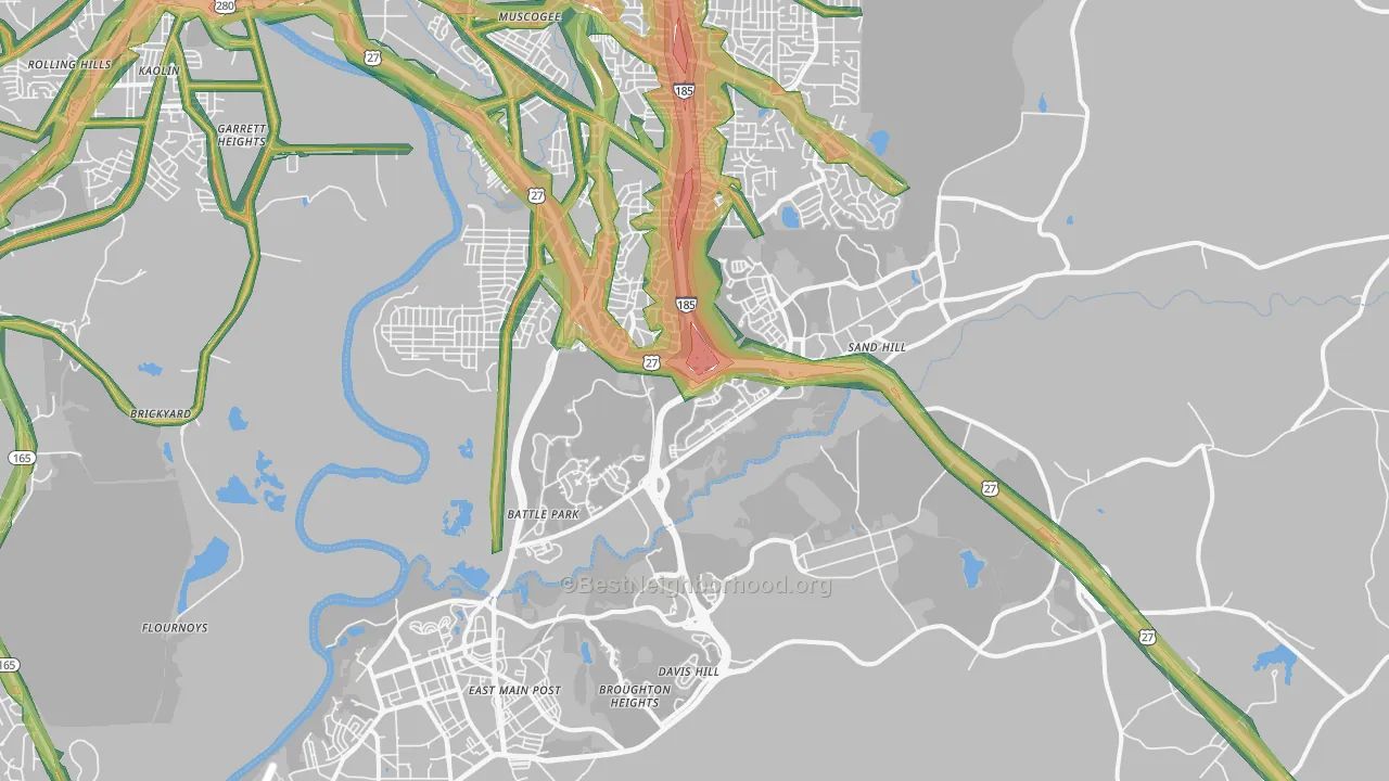 Fort Benning, GA Map of Noise Levels in Fort Benning