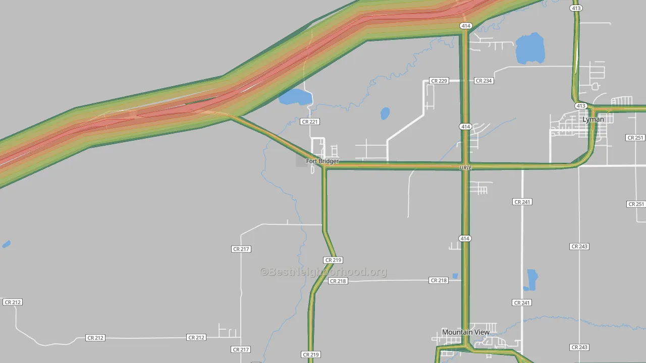 Fort Bridger, WY Map of Noise Levels in Fort Bridger