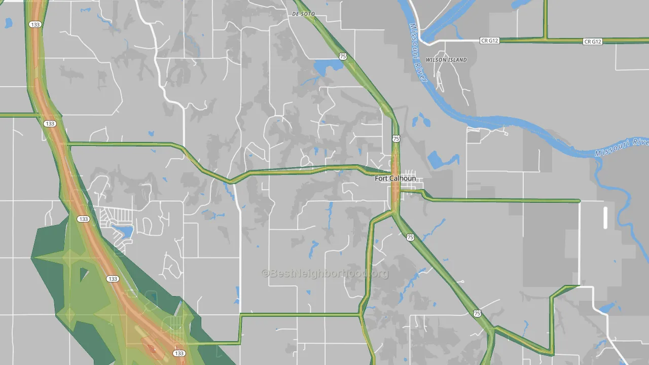 Fort Calhoun, NE Map of Noise Levels in Fort Calhoun