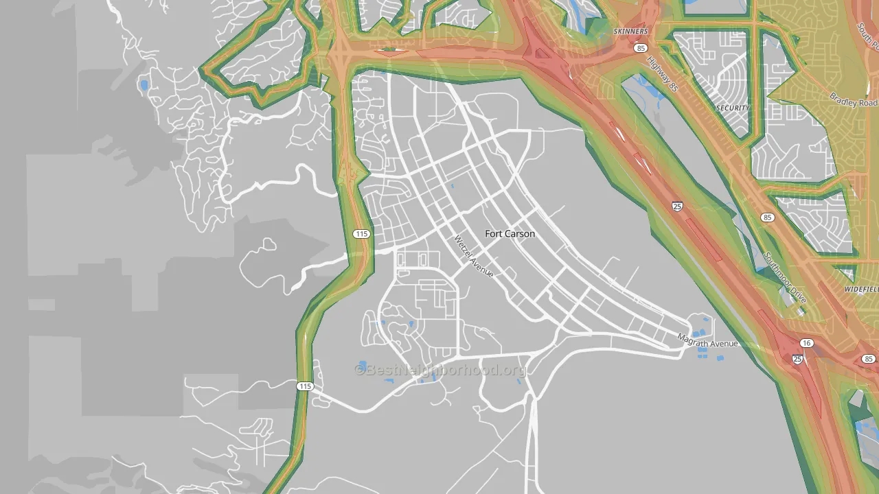 Fort Carson, CO Map of Noise Levels in Fort Carson