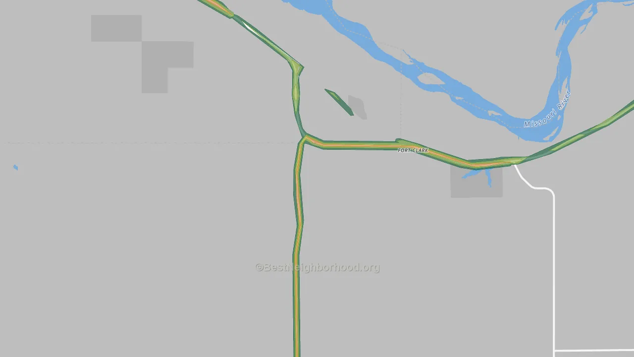 Fort Clark, ND Map of Noise Levels in Fort Clark