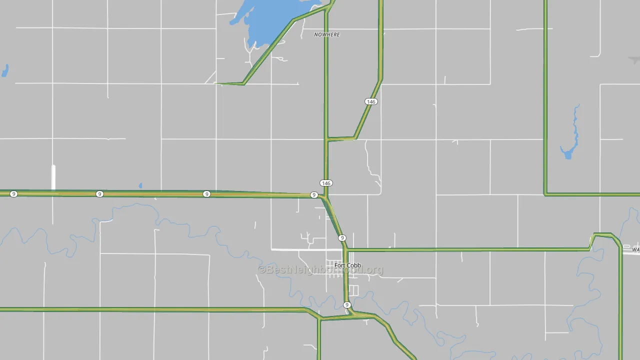 Fort Cobb, OK Map of Noise Levels in Fort Cobb