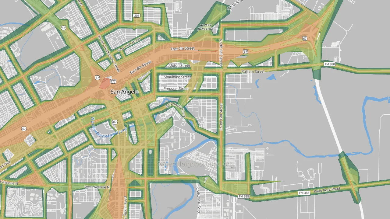Fort Concho, San Angelo, TX Map of Noise Levels in Fort Concho