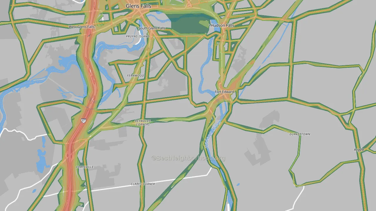 Fort Edward, NY Map of Noise Levels in Fort Edward