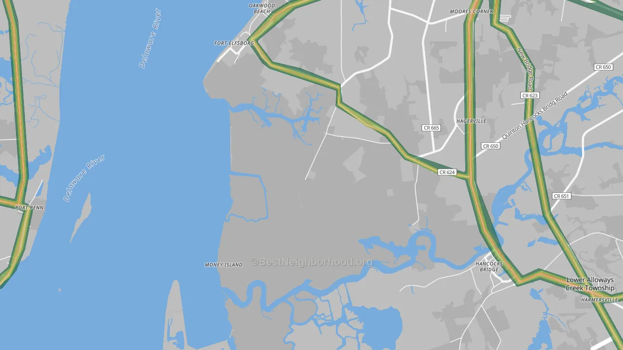 Fort Elfsborg, NJ Map of Noise Levels in Fort Elfsborg