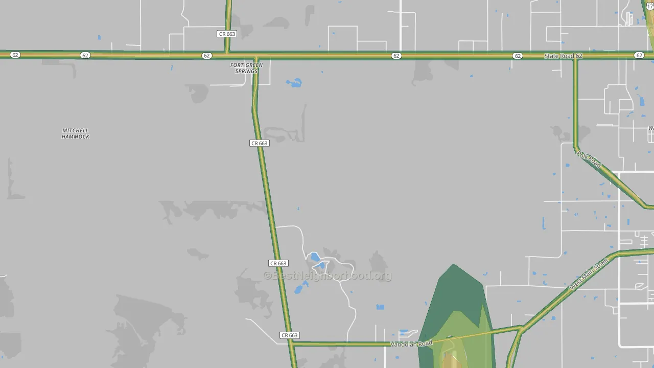 Fort Green Springs, FL Map of Noise Levels in Fort Green Springs