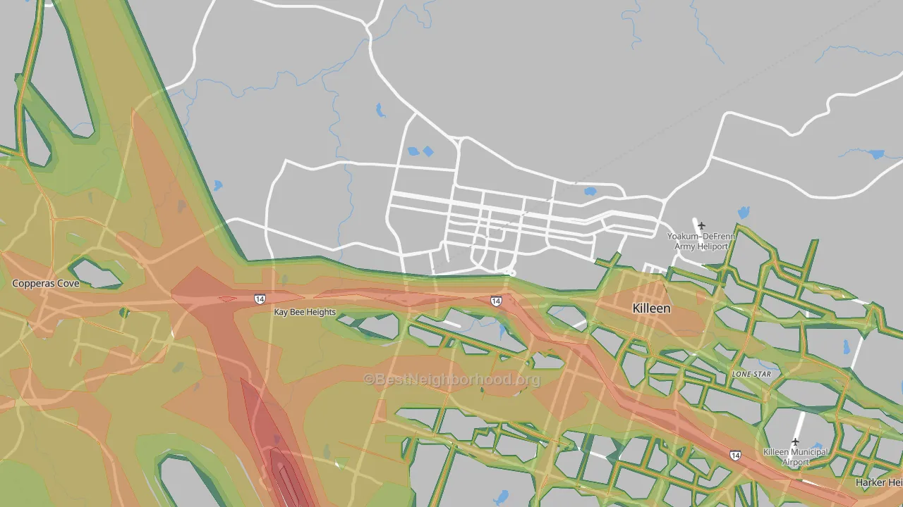 Fort Hood, TX Map of Noise Levels in Fort Hood