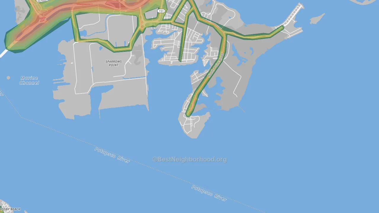 Fort Howard, MD Map of Noise Levels in Fort Howard