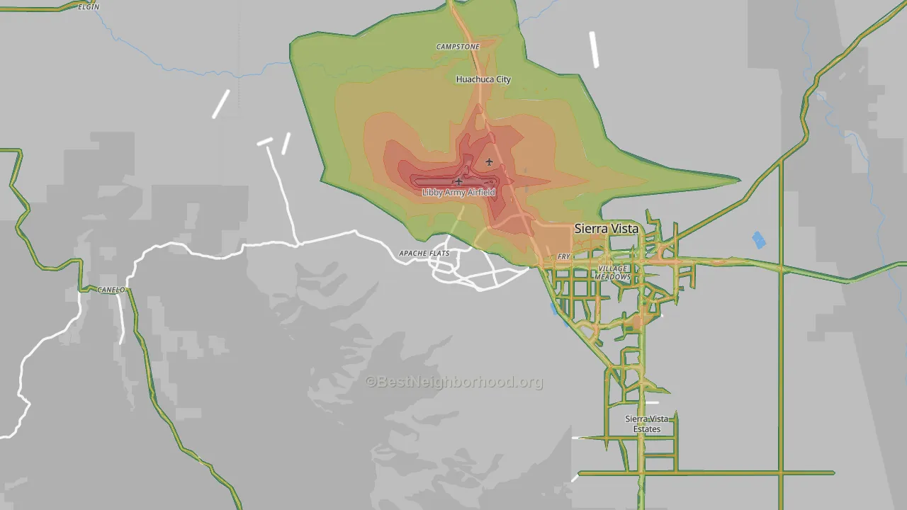 Fort Huachuca, AZ Map of Noise Levels in Fort Huachuca
