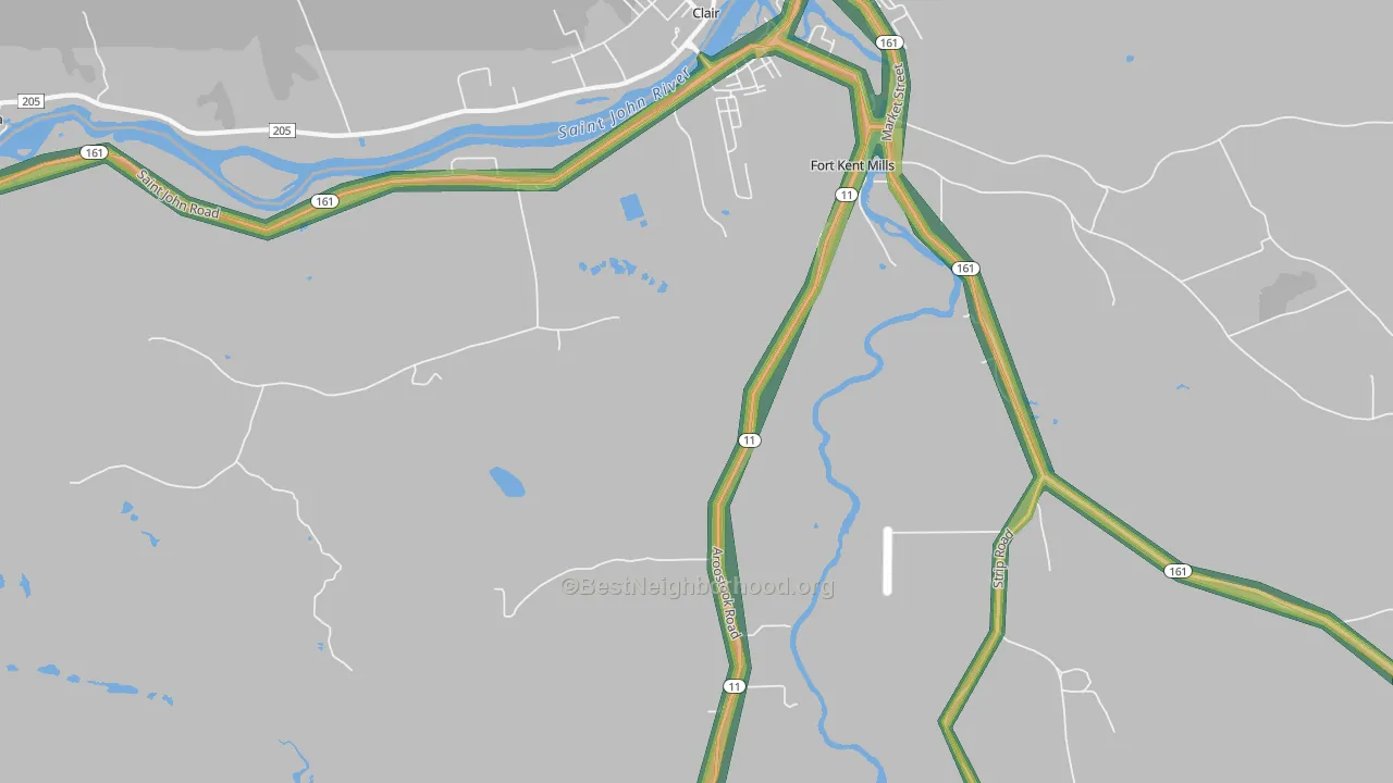 Fort Kent Village, ME Map of Noise Levels in Fort Kent Village
