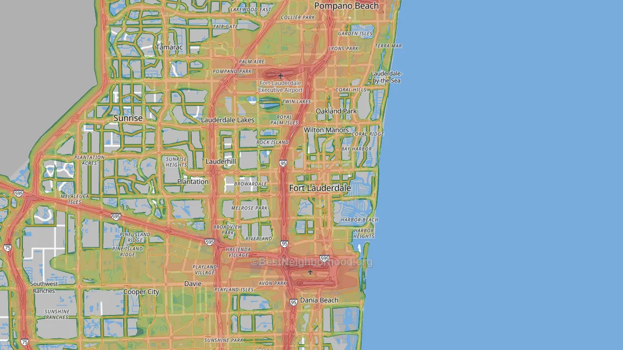 Fort Lauderdale, FL Map of Noise Levels in Fort Lauderdale