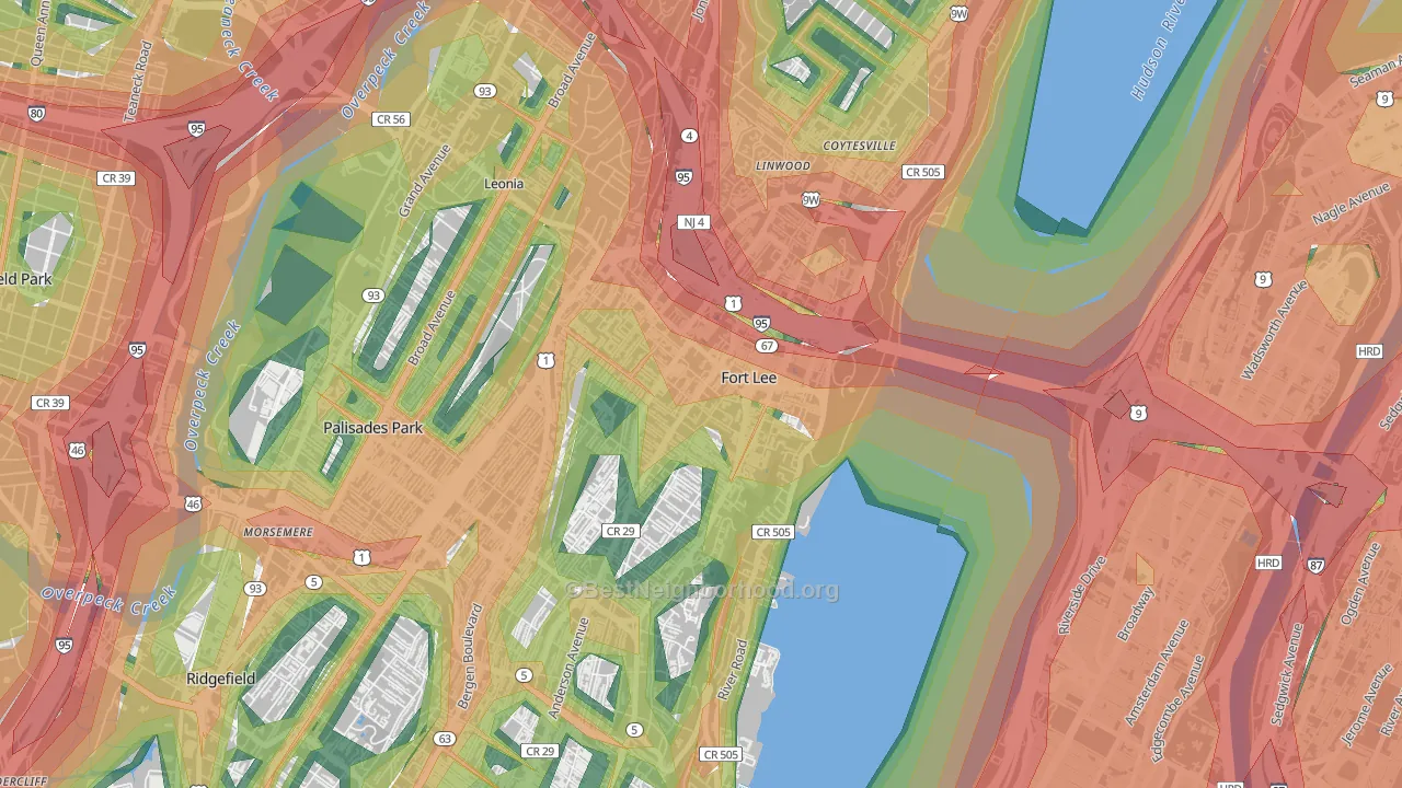 Fort Lee, NJ Map of Noise Levels in Fort Lee