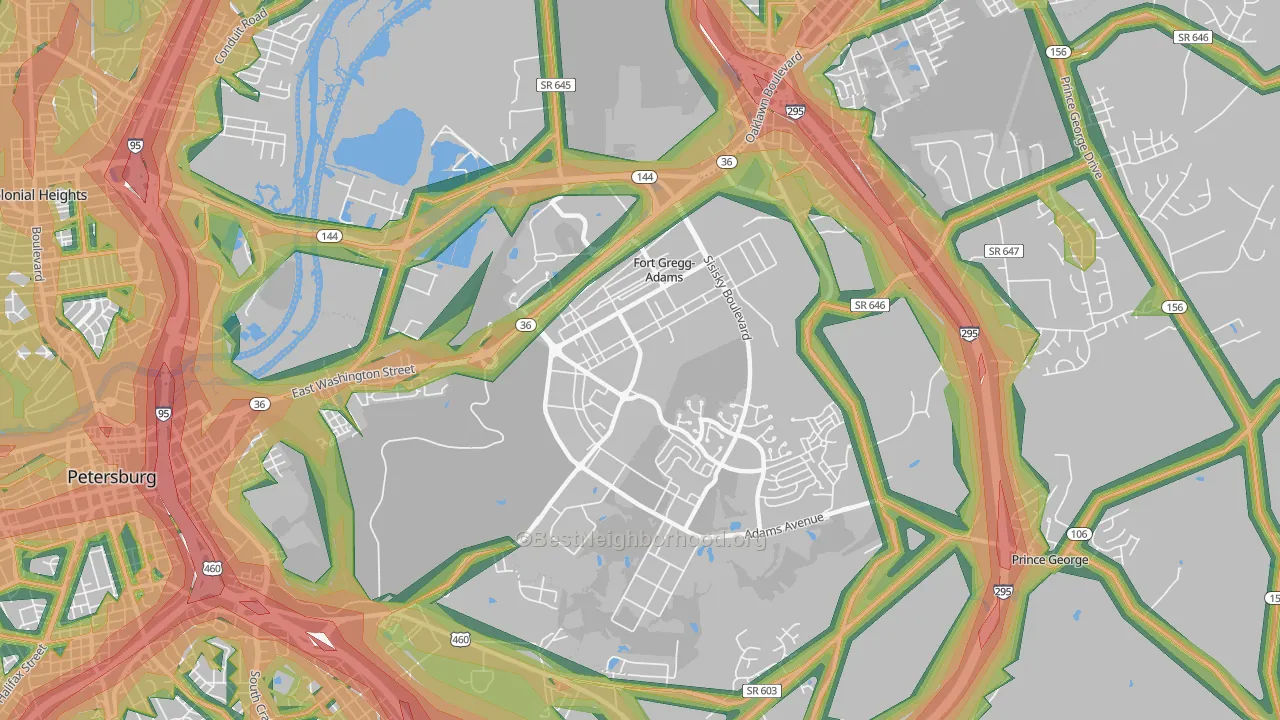 Fort Lee, VA Map of Noise Levels in Fort Lee