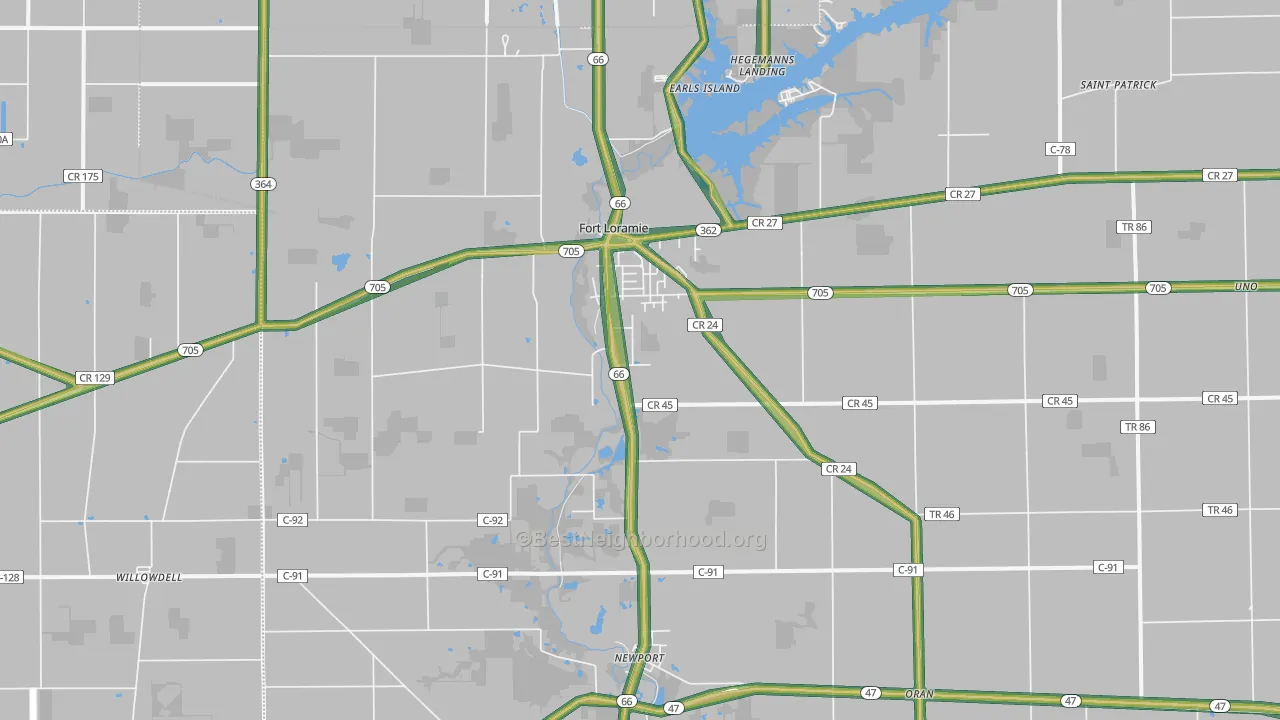 Fort Loramie, OH Map of Noise Levels in Fort Loramie