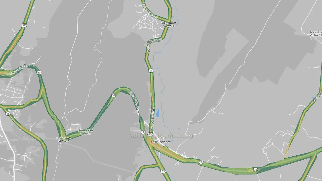 Fort Loudon, PA Map of Noise Levels in Fort Loudon