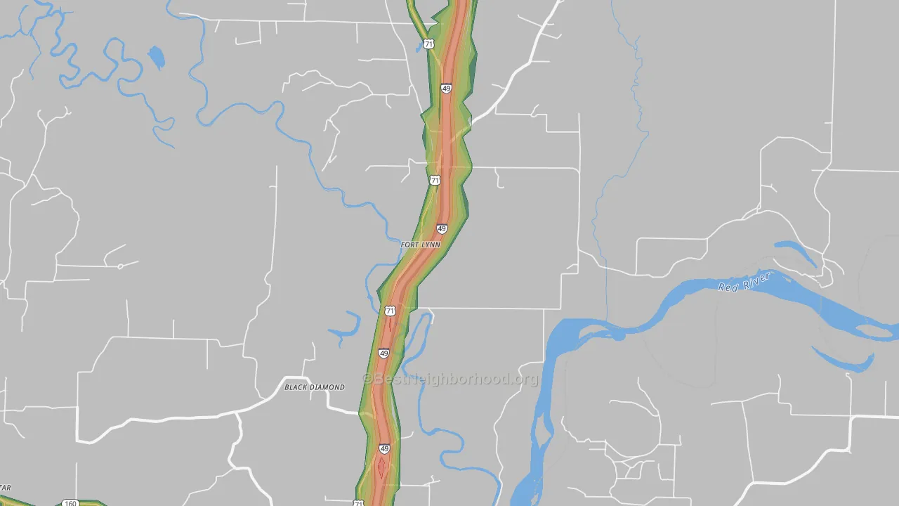 Fort Lynn, AR Map of Noise Levels in Fort Lynn