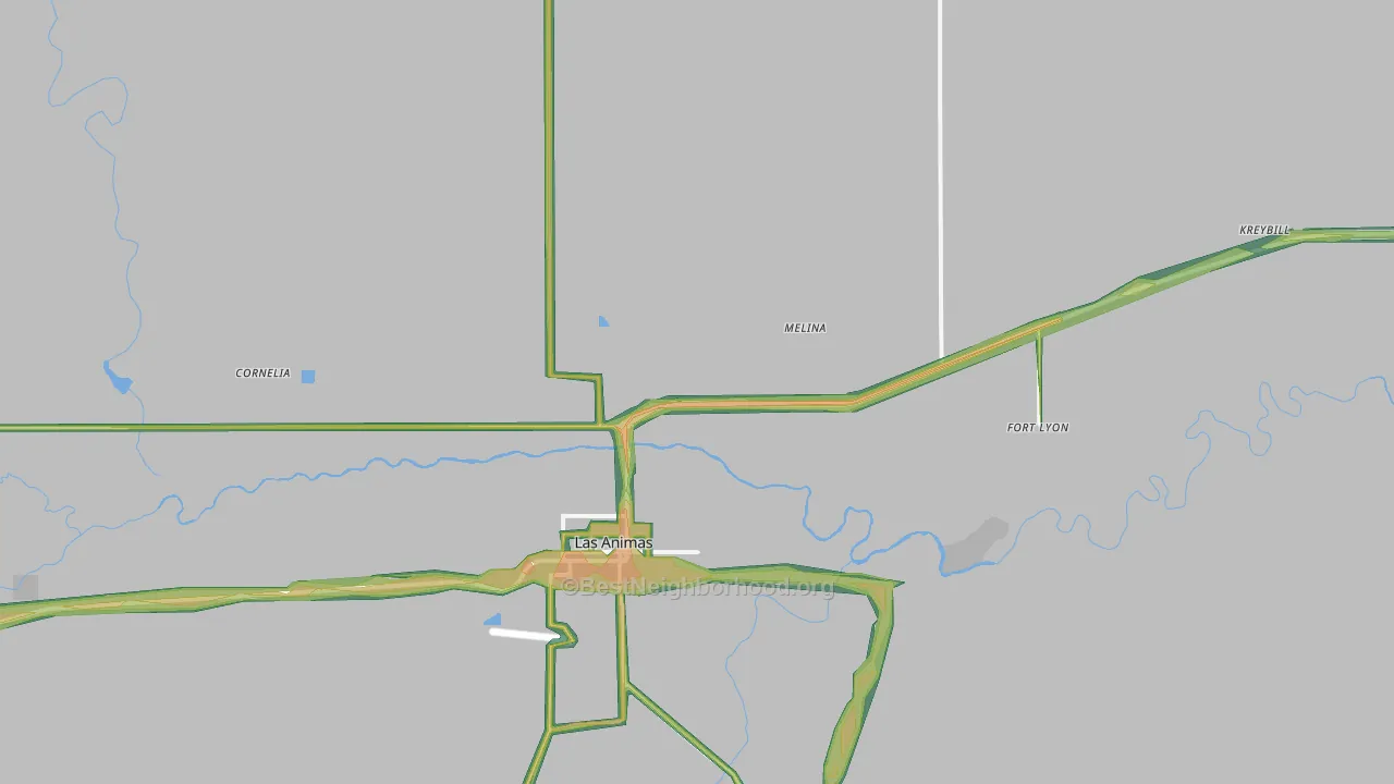 Fort Lyon, CO Map of Noise Levels in Fort Lyon