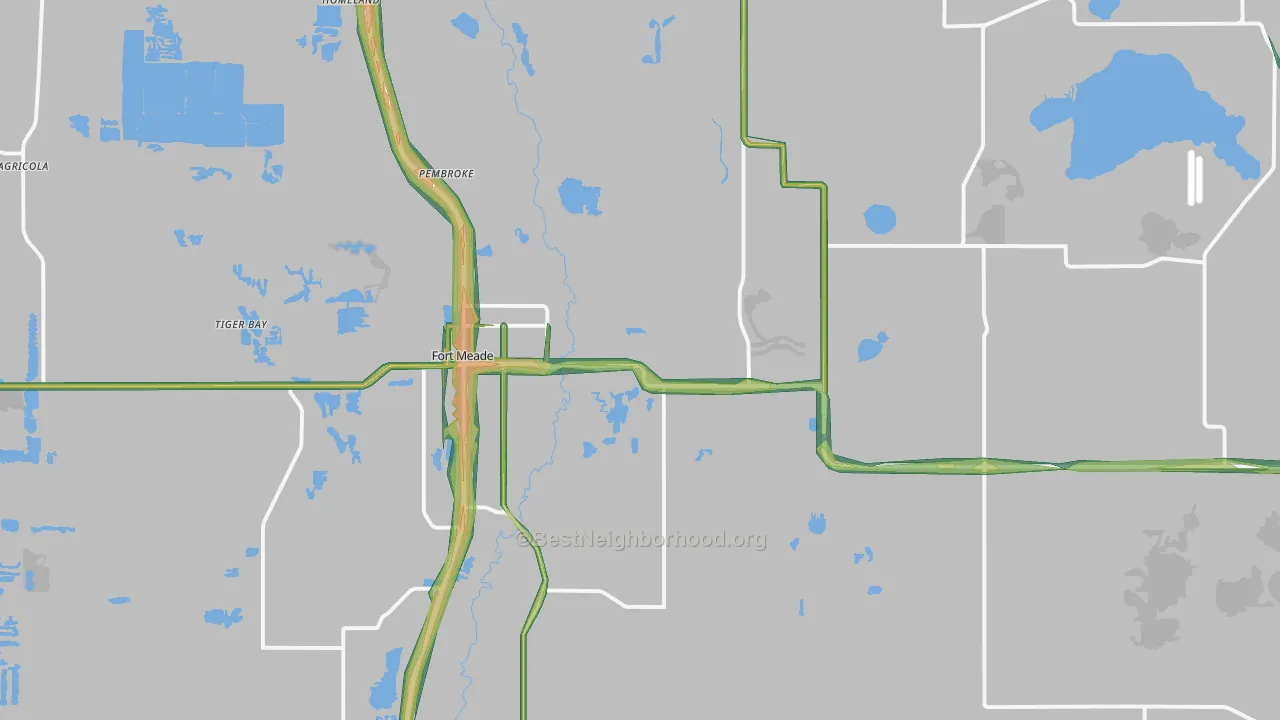 Fort Meade, FL Map of Noise Levels in Fort Meade