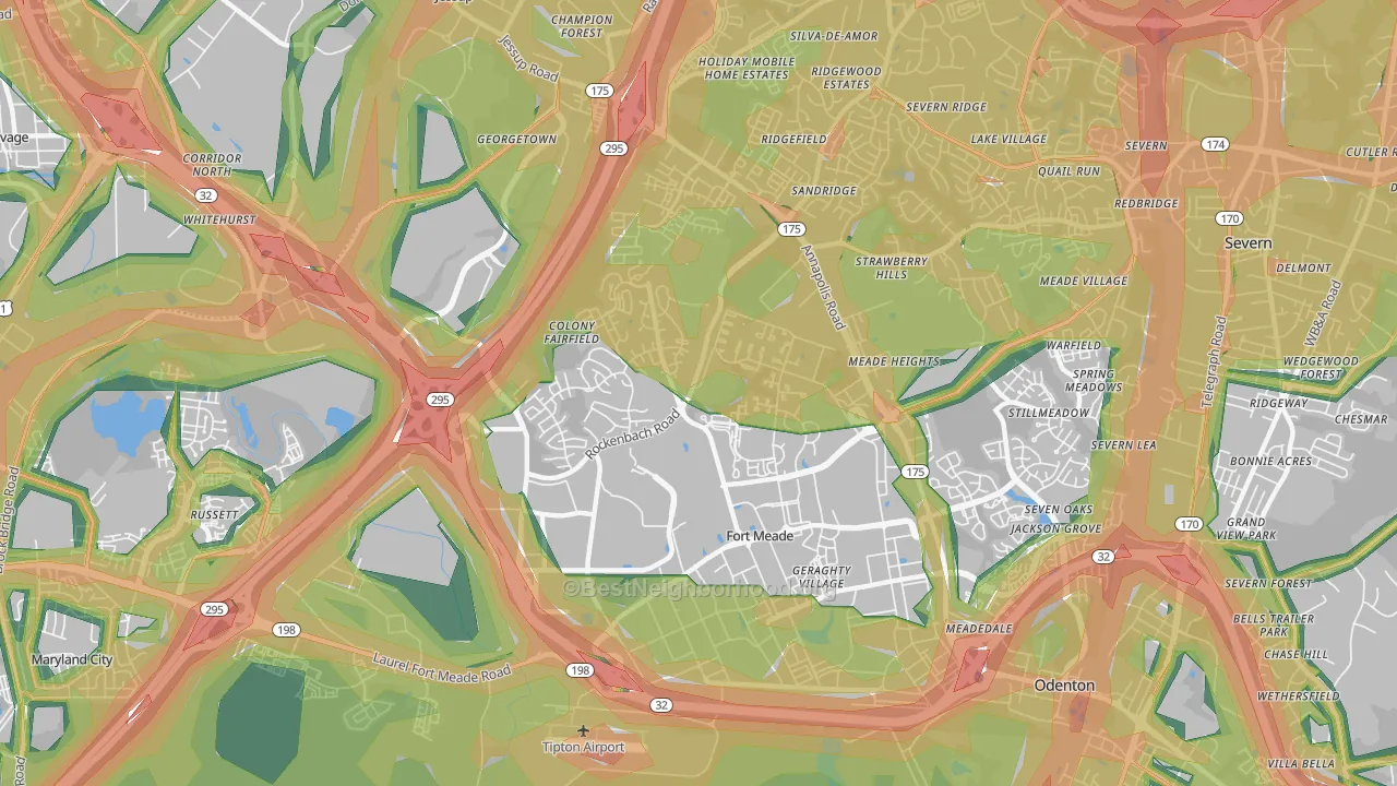 Fort Meade, MD Map of Noise Levels in Fort Meade