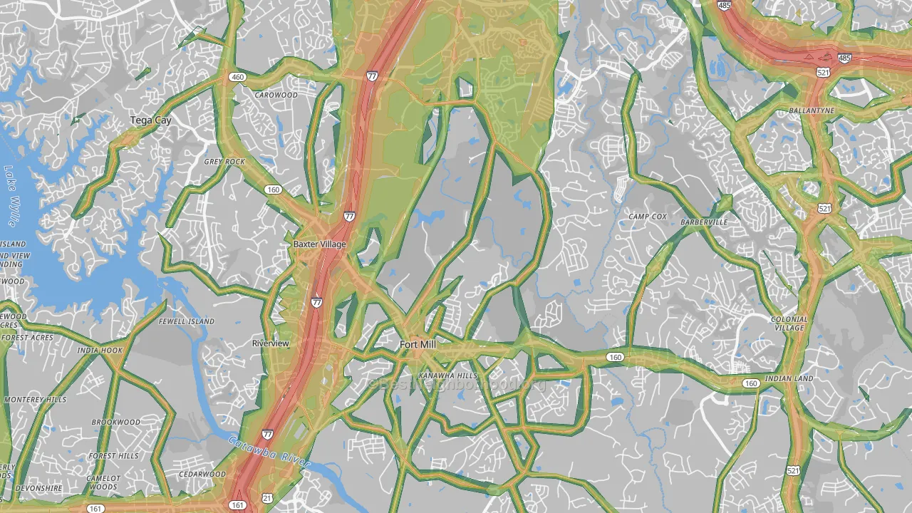 Fort Mill, SC Map of Noise Levels in Fort Mill
