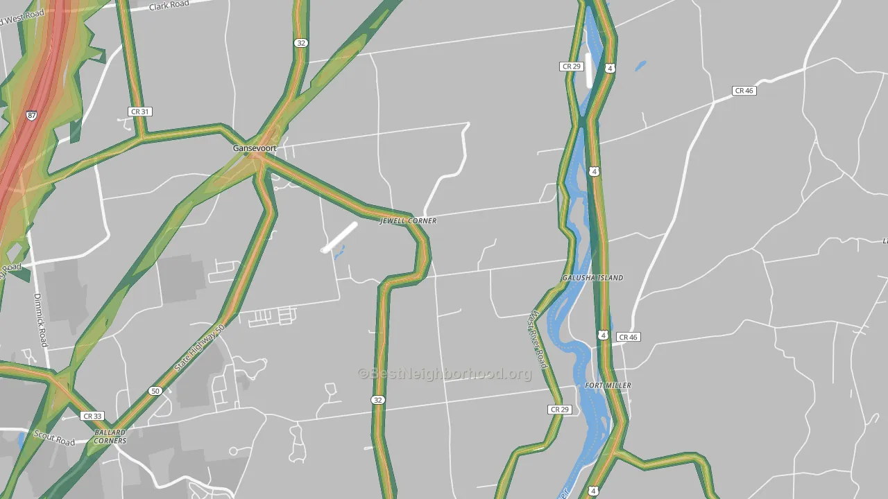 Fort Miller, NY Map of Noise Levels in Fort Miller