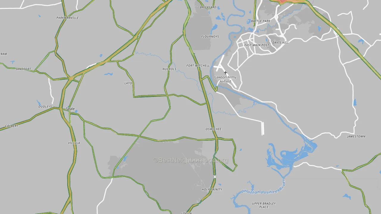 Fort Mitchell, AL Map of Noise Levels in Fort Mitchell