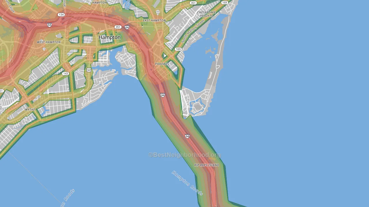 Fort Monroe, VA Map of Noise Levels in Fort Monroe