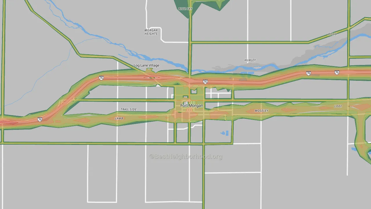 Fort Morgan, CO Map of Noise Levels in Fort Morgan