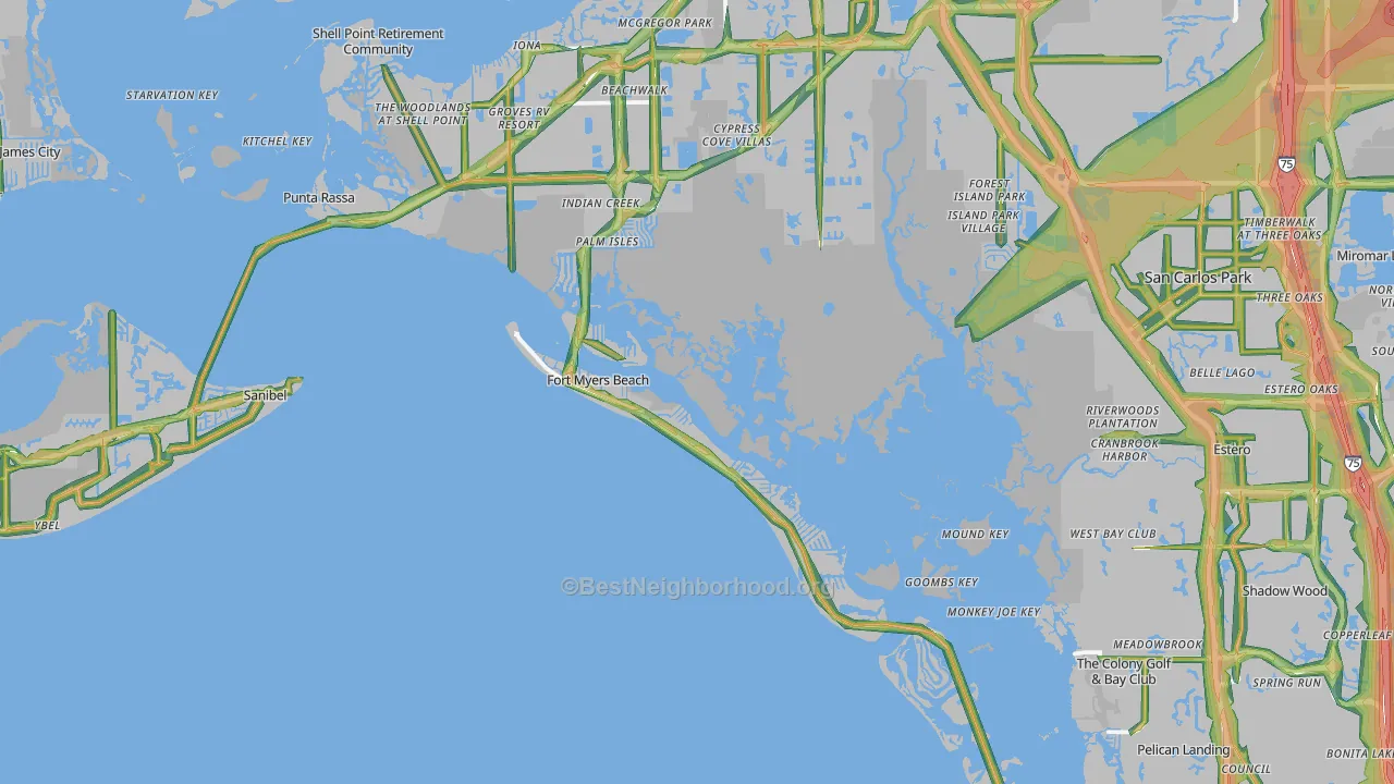 Fort Myers Beach, FL Map of Noise Levels in Fort Myers Beach