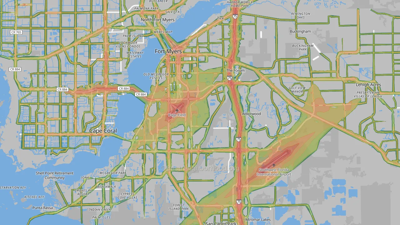Fort Myers, FL Map of Noise Levels in Fort Myers