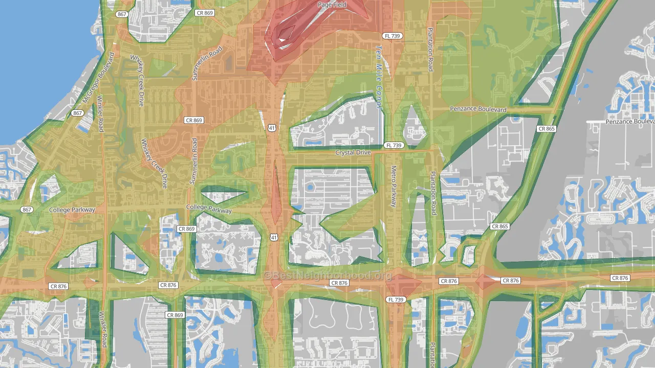 Fort Myers Villas, Villas, FL Map of Noise Levels in Fort Myers Villas