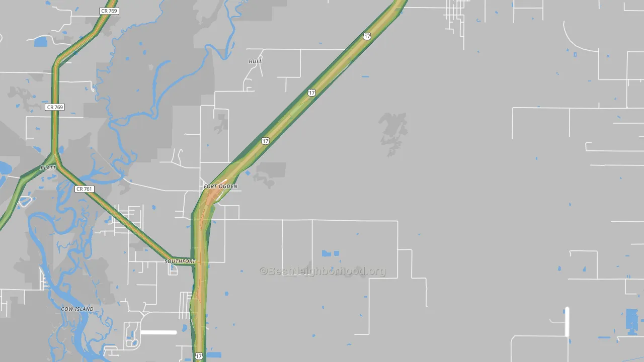 Fort Ogden, FL Map of Noise Levels in Fort Ogden