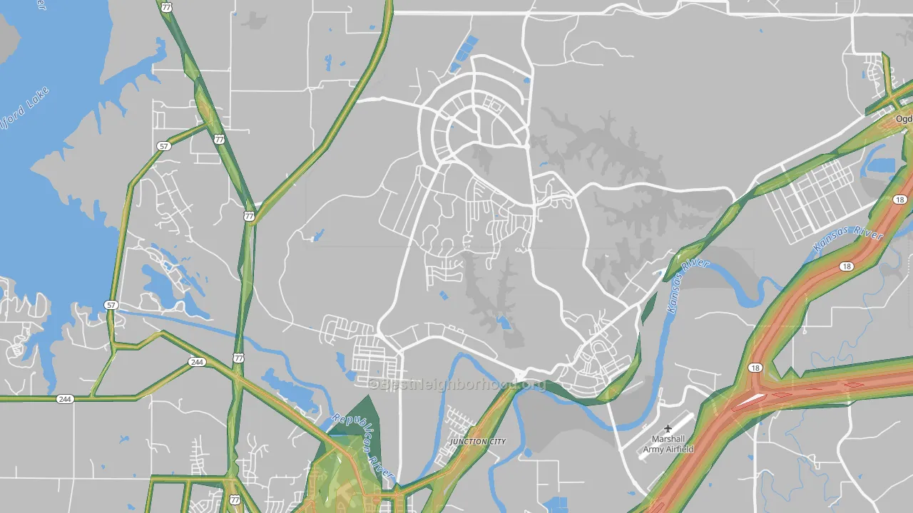 Fort Riley, KS Map of Noise Levels in Fort Riley