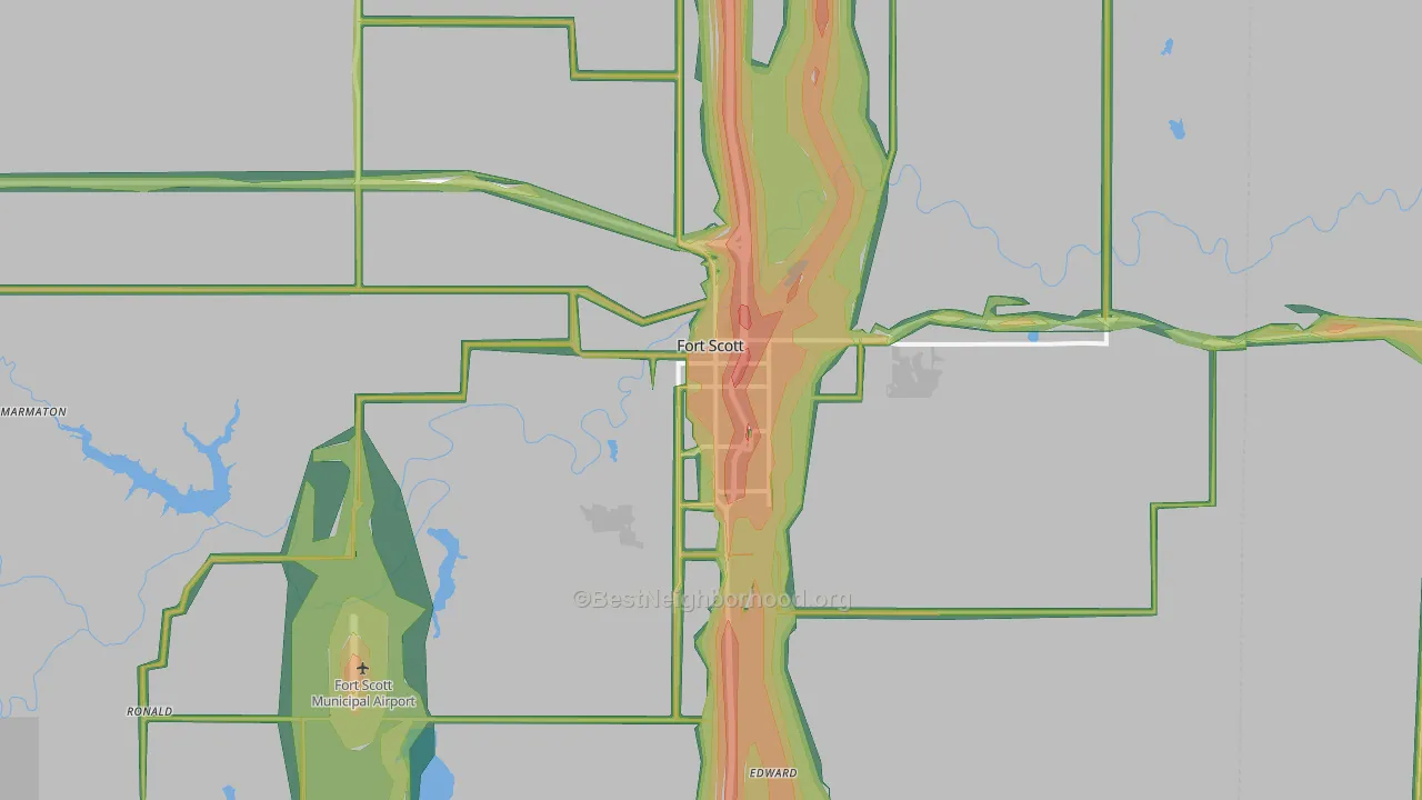 Fort Scott, KS Map of Noise Levels in Fort Scott