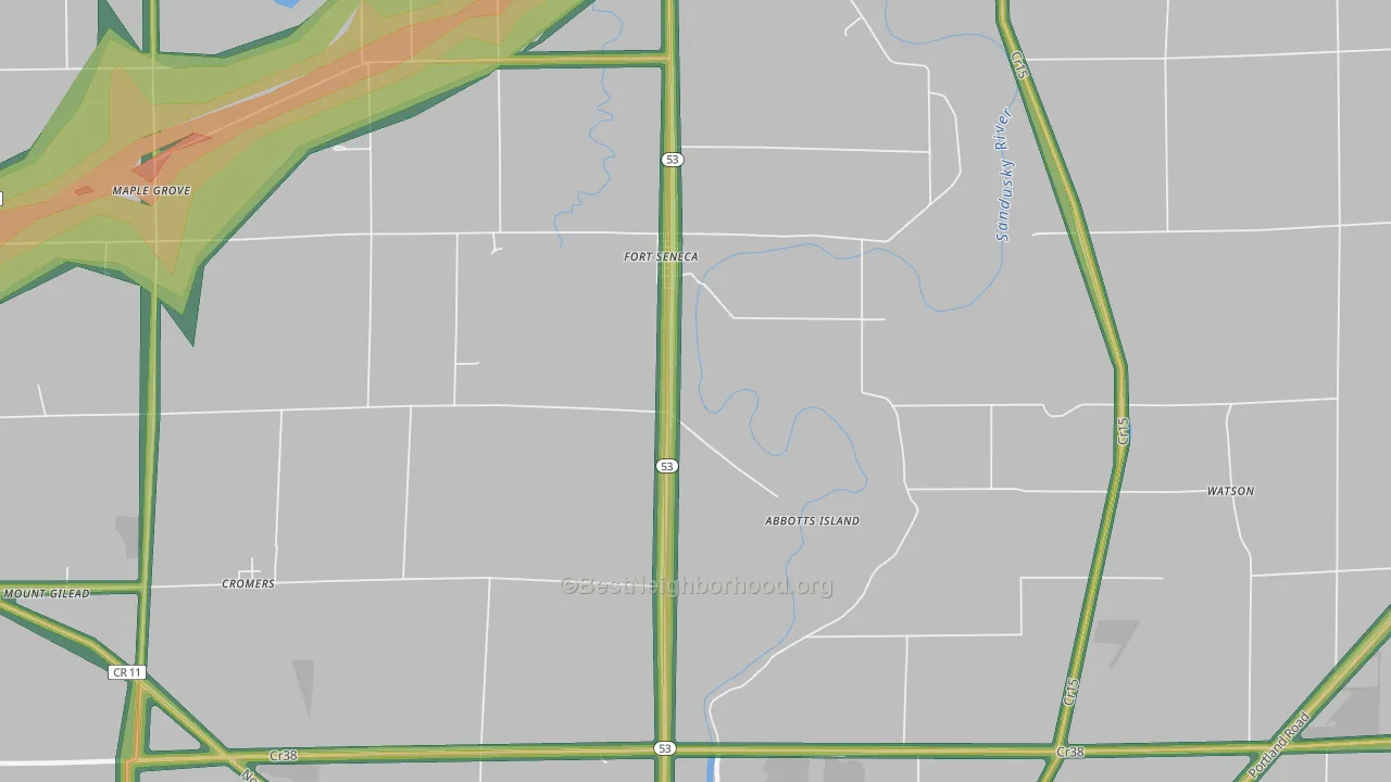 Fort Seneca, OH Map of Noise Levels in Fort Seneca