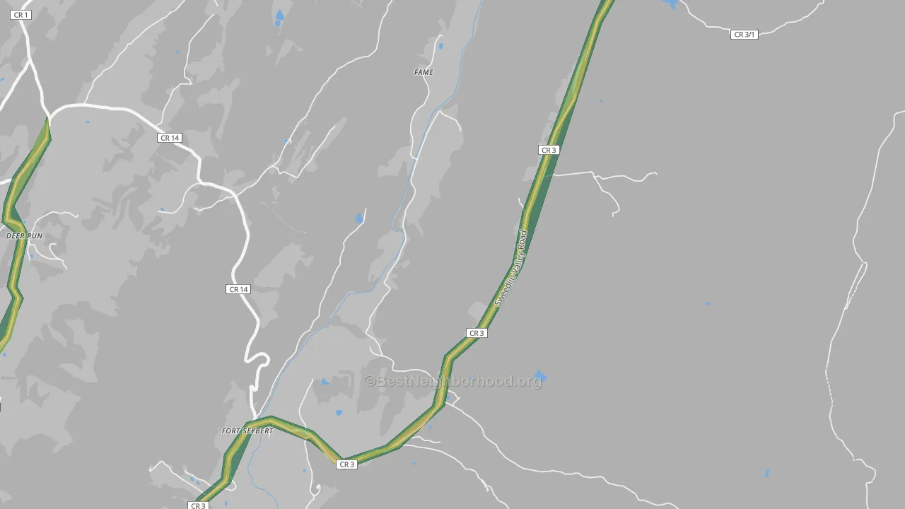 Fort Seybert, WV Map of Noise Levels in Fort Seybert