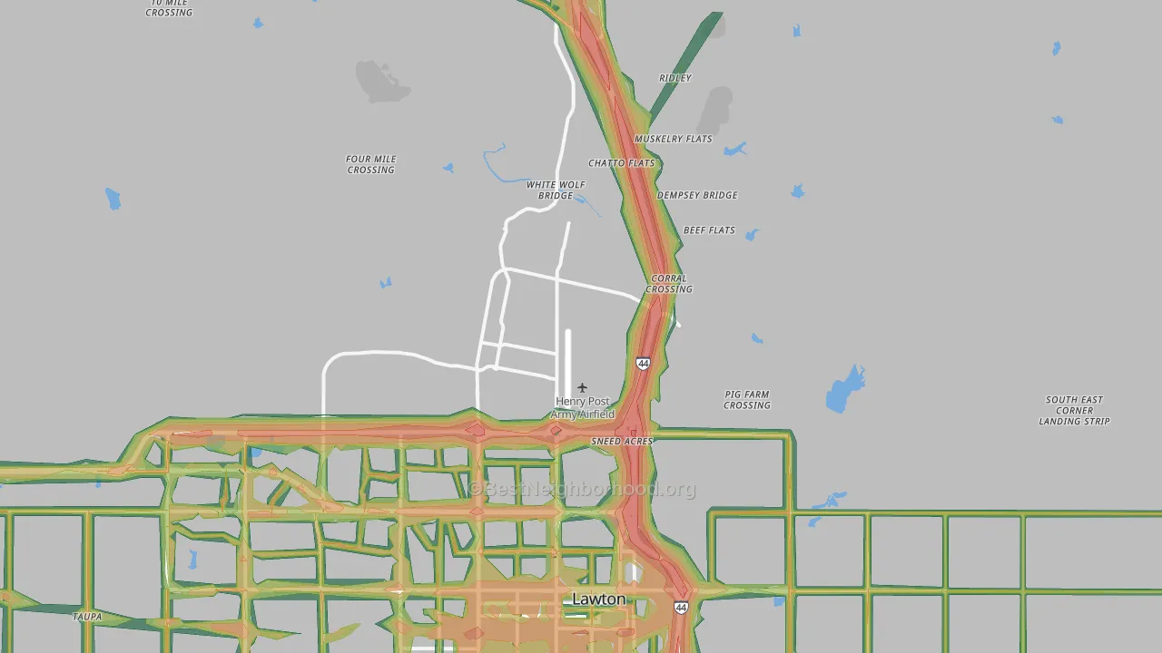 Fort Sill, OK Map of Noise Levels in Fort Sill