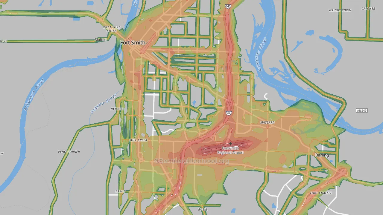 Fort Smith, AR Map of Noise Levels in Fort Smith