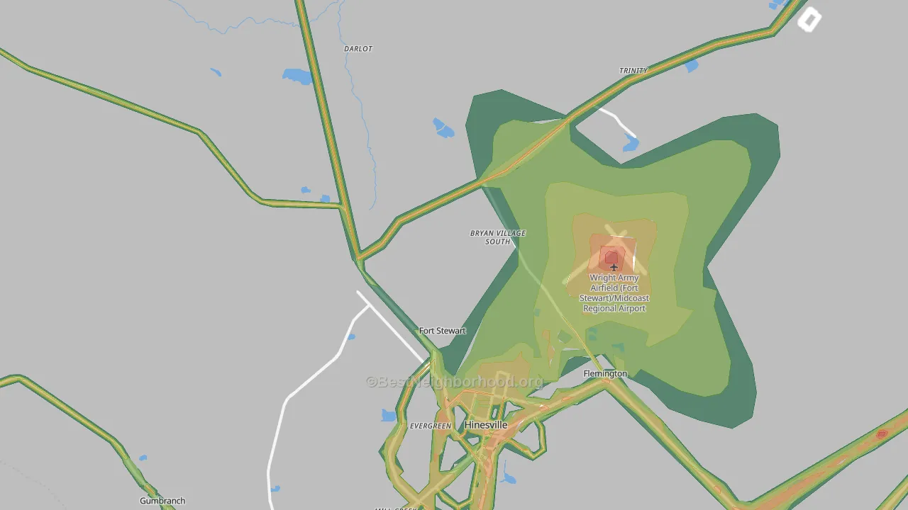 Fort Stewart, GA Map of Noise Levels in Fort Stewart